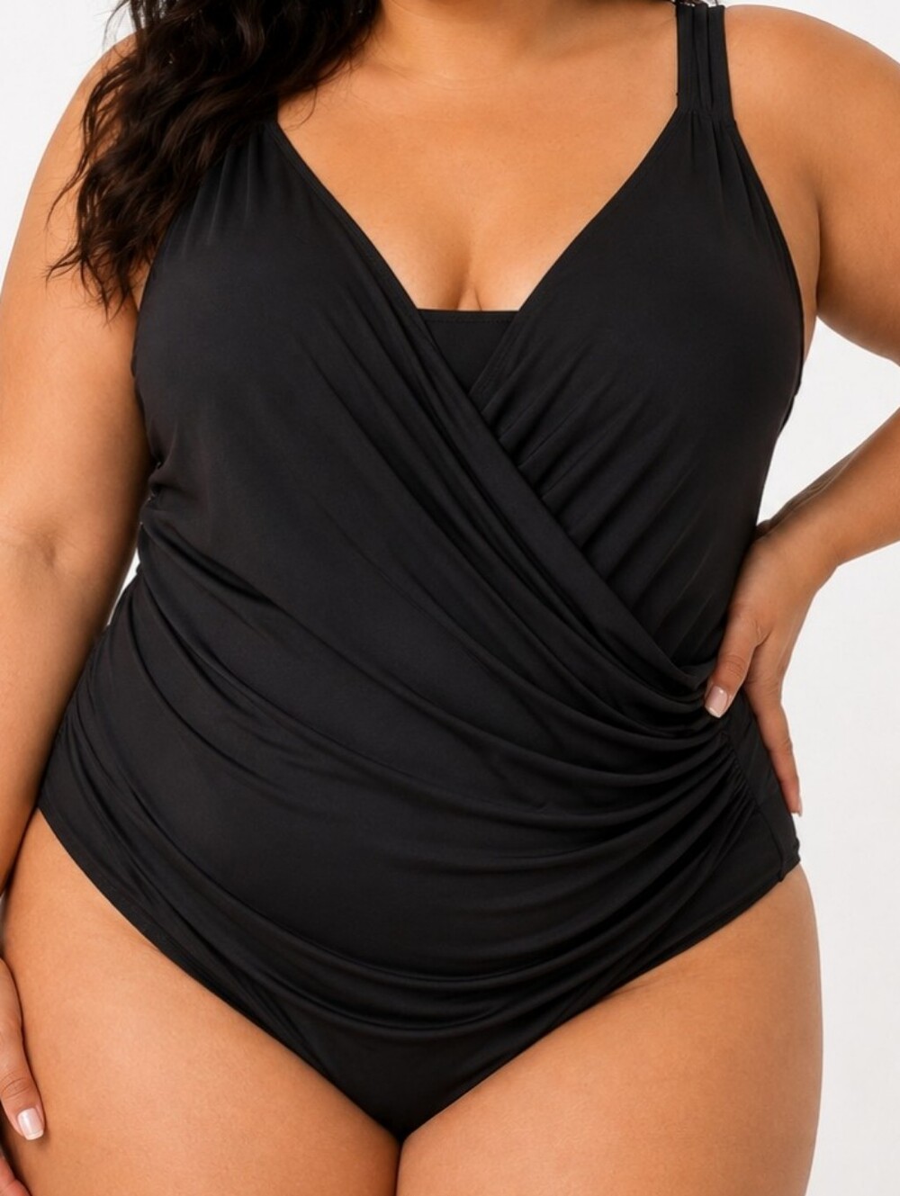 New Jantzen Solid Surplice Bathing Suit 1 PC Size 28W Beach Vacation Resortwear